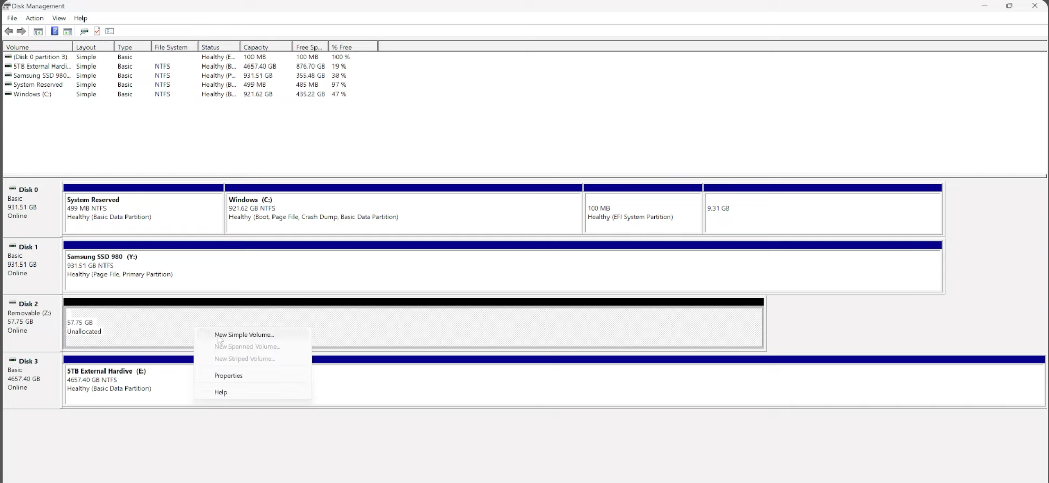 select New Simple Volume